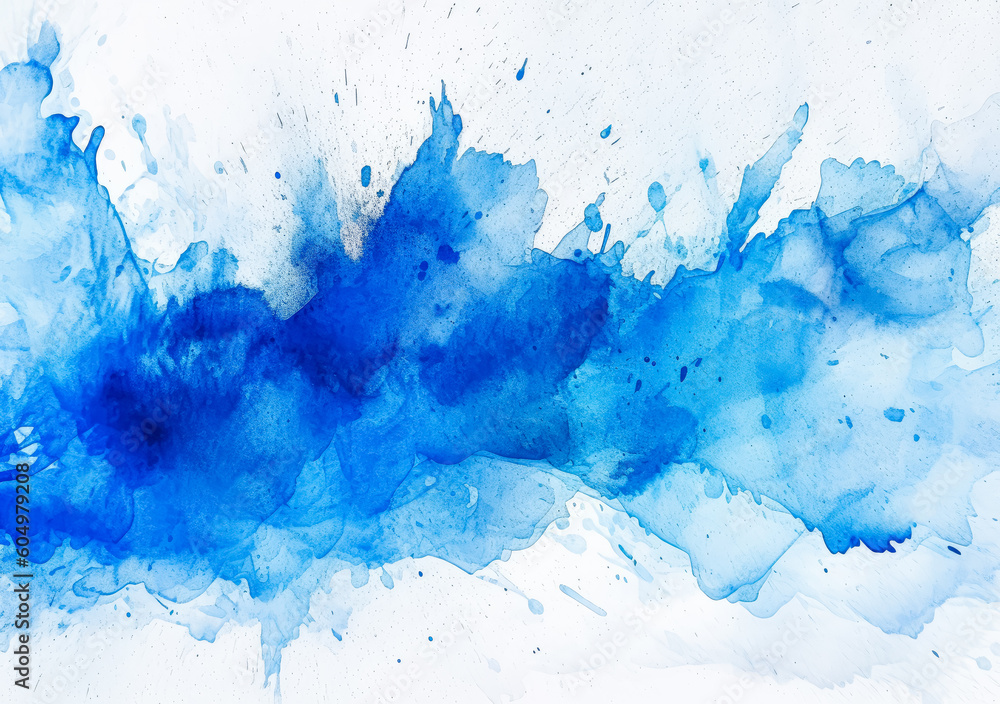 Obraz premium Blue watercolor paint on paper background texture. Generative Ai Illustration. 