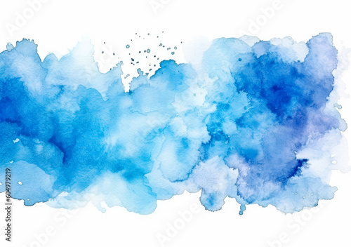 Blue watercolor paint on paper background texture. Generative Ai Illustration. © Saulo Collado