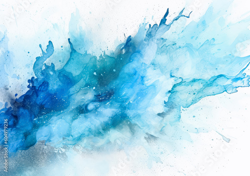 Blue watercolor paint on paper background texture. Generative Ai Illustration. 