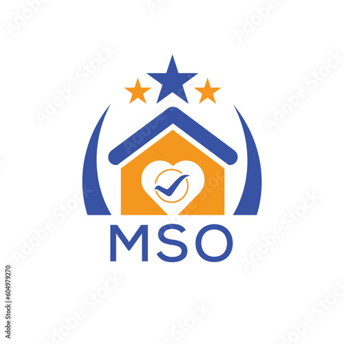 MSO House logo Letter logo and star icon. Blue vector image on white background. KJG house Monogram home logo picture design and best business icon. 
 photo