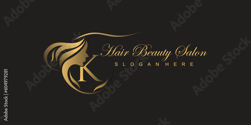 Creative hair beauty salon logo with modern style | premium vector