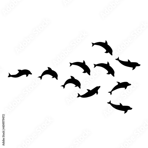 Dolphins line shape silhouette group