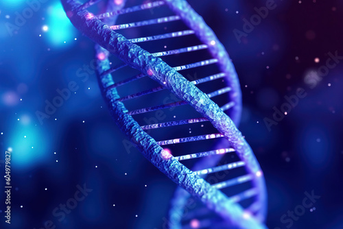 conceptual dna double helix with blue sparkly background