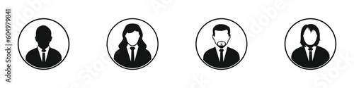 Business Profile Icon Set. Collection of Businessman, Man, Women, Corporate Female and More Icons. Editable Flat Vector Illustration.