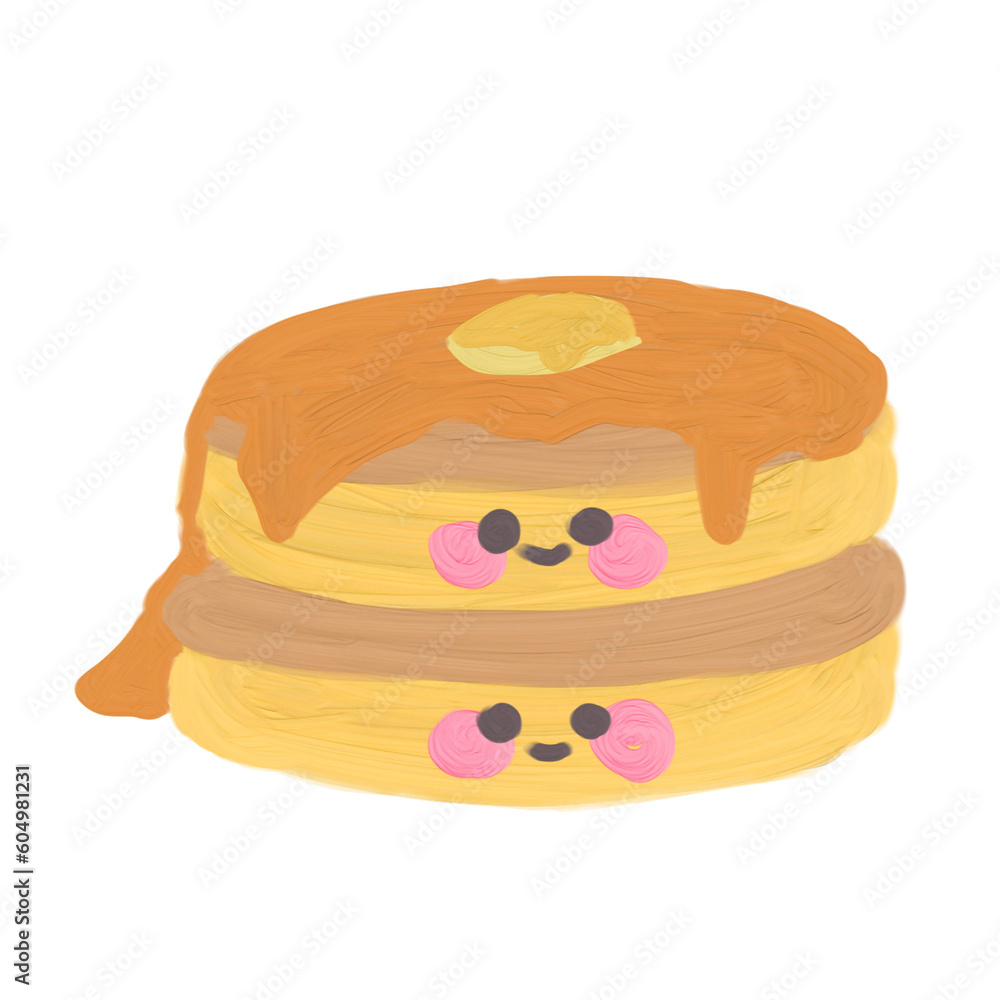 cute pancake oil painting isolated on white background cute pancake oil painting isolated on white background