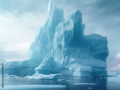 glacial iceberg in foggy seas