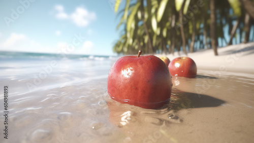 Refreshing apple in the tropics. Generative AI