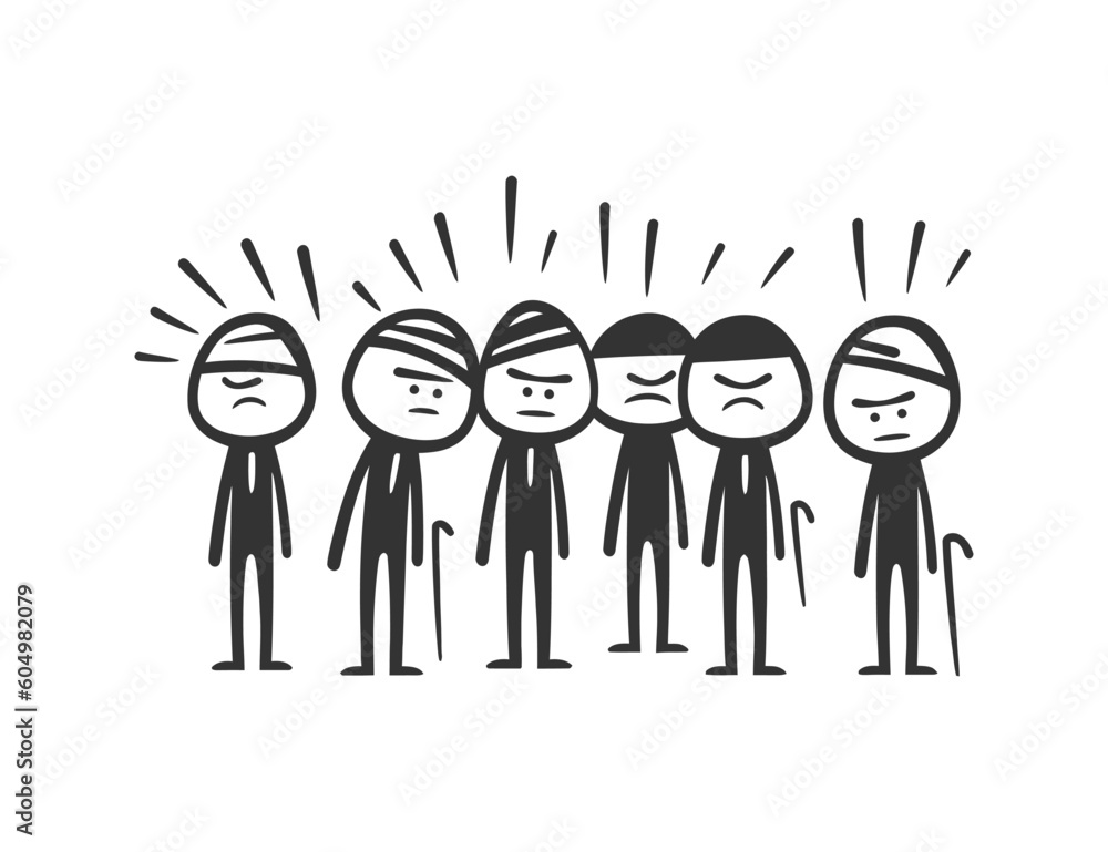 Stick figures angry group. Vector illustration. Stick figures angry group. Vector illustration.