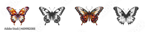 Butterfly icons. Cartoon vector illustration.