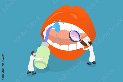 3D Isometric Flat Vector Conceptual Illustration of Oral Irrigator, Dental Hygiene and Care Routine