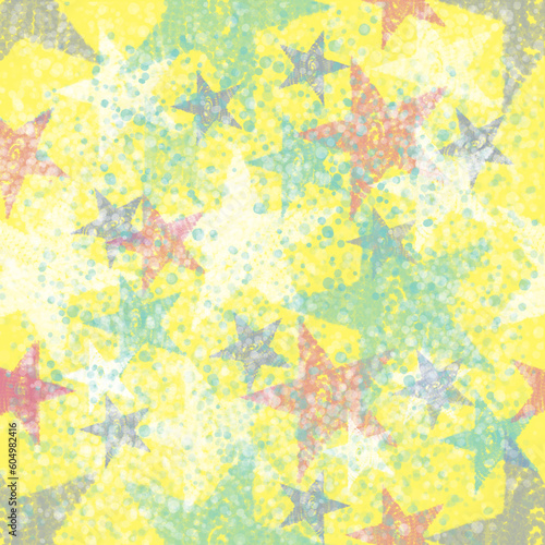 Children's Speckled Stars on Soft Yellow Print Design, Seamless Repeating Pattern Tile © Eileen Fleming