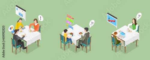 3D Isometric Flat Vector Conceptual Illustration of Screen Time, Kids Smartphone Addiction