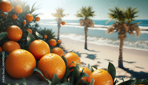 Orange invoking a sense of tropical bliss. Generative AI