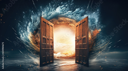 Conceptual image of a psychic wave breaking through barriers, shattering limitations, and unleashing untapped potential, symbolizing the power of the mind to overcome obstacles and manifest desired ou