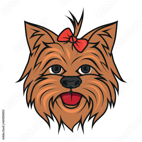 Yorkshire terrier. Vector illustration of a cute puppy. Beautiful domestic dog