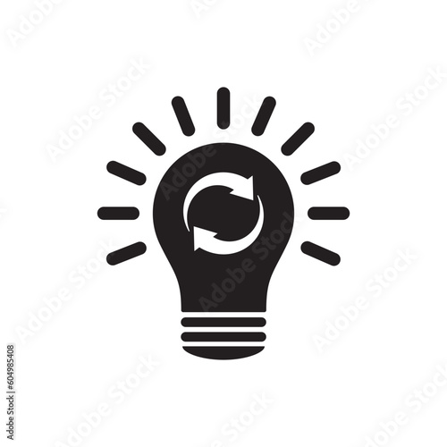 Update light bulb. Recycling light bulb. Change bulb icon, arrow, process, strategy, technology, vision, global, idea, switch