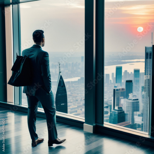 Business person in the window