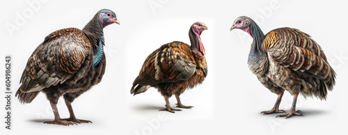 Turkey animal collection isolated on white background, Generative AI