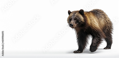 Fototapeta Naklejka Na Ścianę i Meble -  Wolverine animal isolated on white background, Generative AI