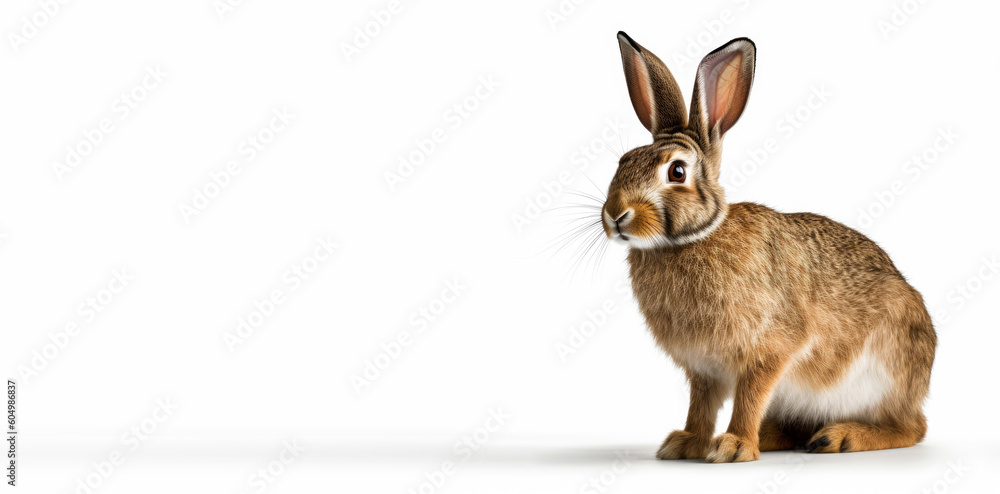 Fototapeta premium Rabbit animal isolated on white background, Generative AI