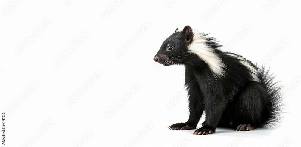Skunk mammal animal isolated on white background, Generative AI Skunk mammal animal isolated on white background, Generative AI