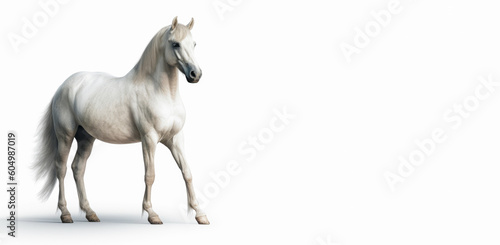 White Horse Isolated on white background  Generative AI