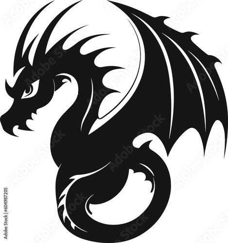 black dragon tattoo. dragon logo. dragon tribal. vector illustration.
