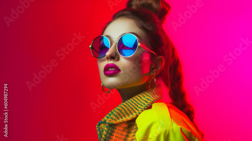 Foto fashion woman colorful, the bold eclectic fashion styles of the Y2K era