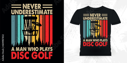Funny Disc Golfing Retro Vintage Disc Golf Player T-shirt Design