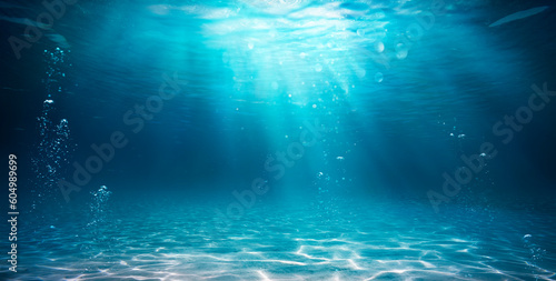 Underwater Ocean - Blue Abyss With Sunlight - Diving And Scuba Background photo