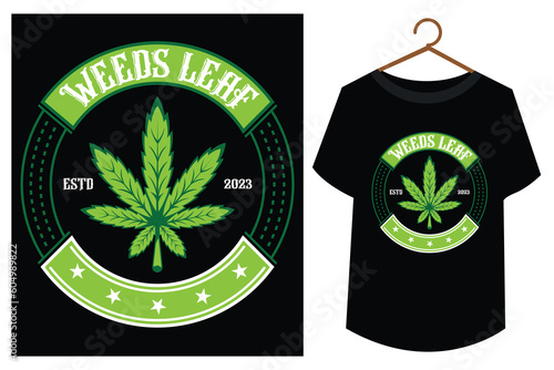 Weed Leaf T-shirts Design Template photo