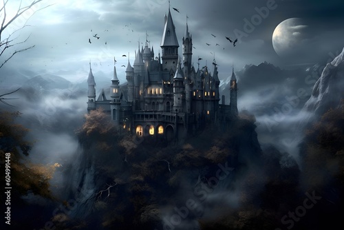 "Twilight's Embrace: Moonlit Magic at the Castle"ai