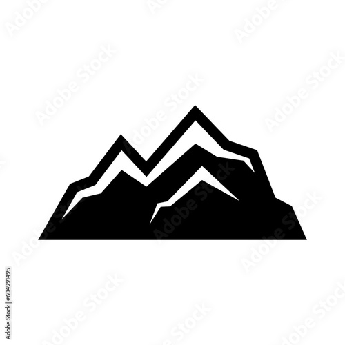 Mountain icon. Black silhouette. Front side view. Vector simple flat graphic illustration. Isolated object on a white background. Isolate.
