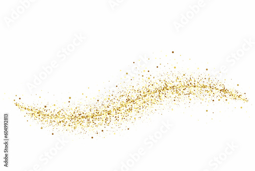 Golden sequins on a white background, a flow of golden sequins.