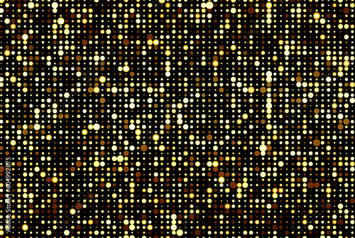 Golden shimmery background with shiny gold sequins. Shiny glitter screen.