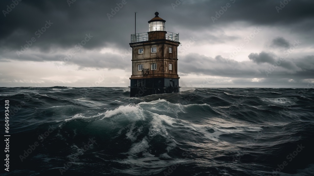 Lighthouse in the sea Generative AI