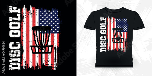 American Flag Funny Disc Golfing Retro Vintage Disc Golf Player T-shirt Design