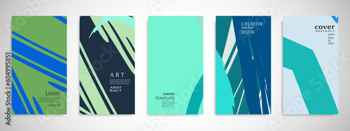 Abstract art backgrounds set. Minimal trendy paint brush strokes pattern with copy space for text design for Invitation, Party card,Social Highlight Covers and stories page. Vector illustration