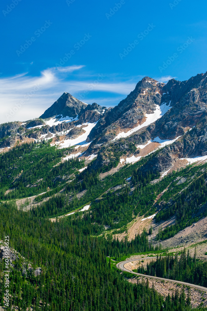 Beautiful afternoon view of North Cascades National Park complex from Washington Pass