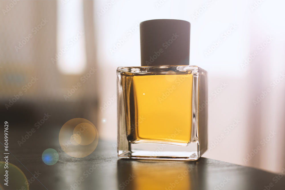 Perfume bottle on table