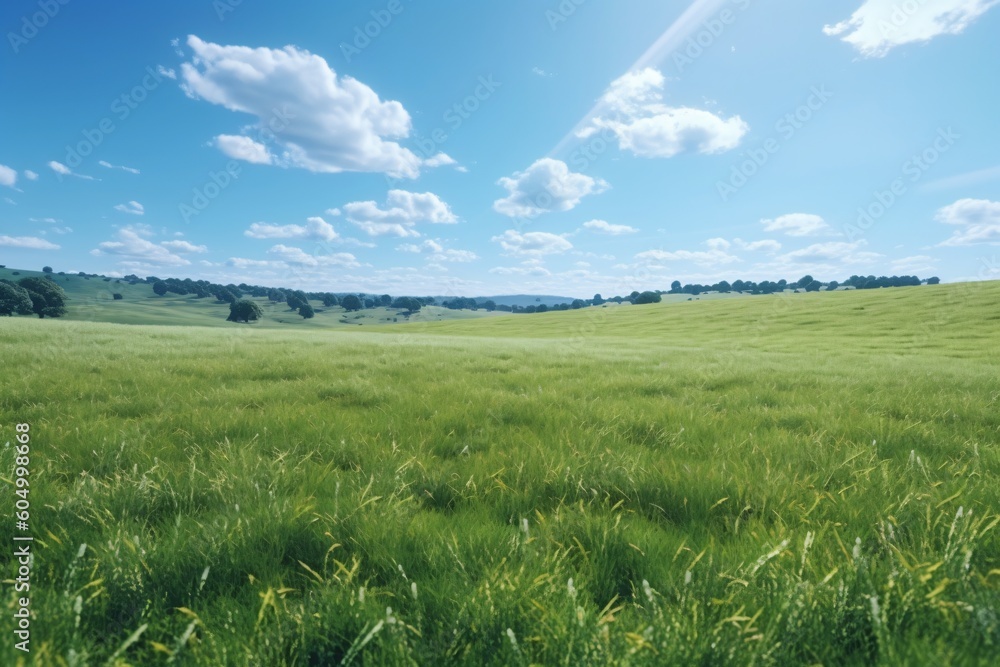 Fototapeta premium A flat green meadow in summer