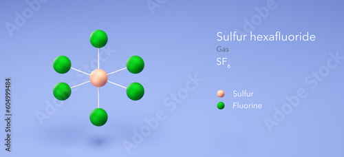 sulfur hexafluoride molecule, molecular structures, sulphur hexafluoride, 3d model, Structural Chemical Formula and Atoms with Color Coding