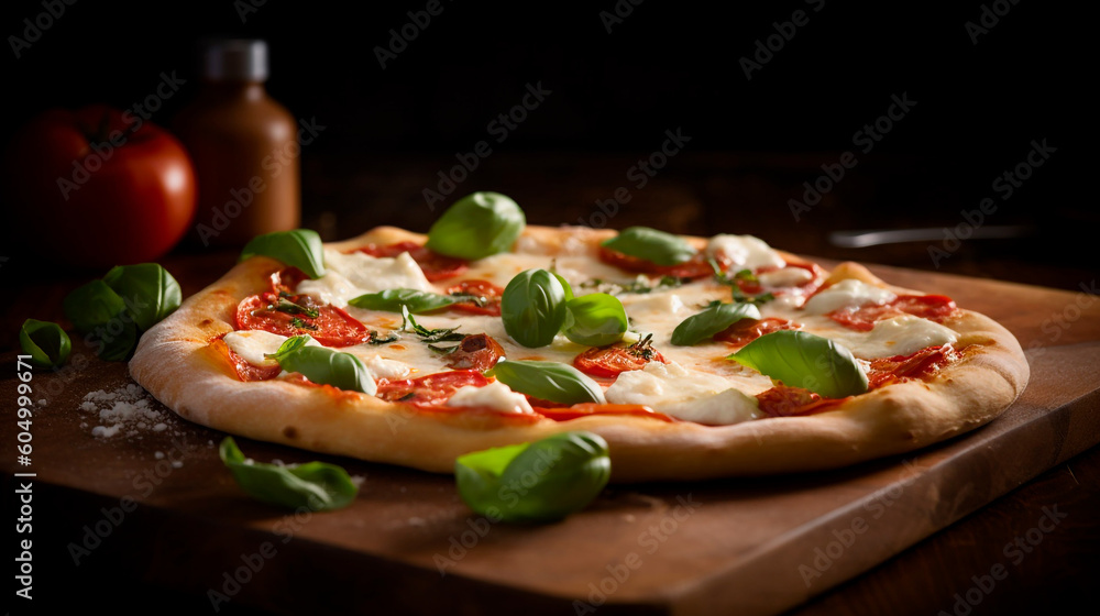 Artisan Pizza Perfection: A Tempting Image of Hand-Tossed Deliciousness. Generative AI. Artisan Pizza Perfection: A Tempting Image of Hand-Tossed Deliciousness. Generative AI.