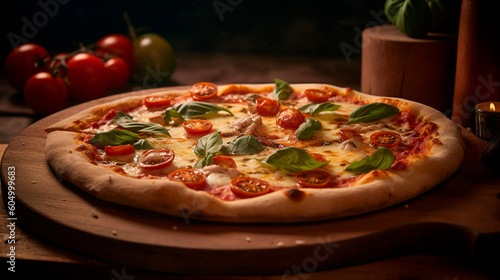 Handcrafted Artisanal Pizza: A Mouthwatering Snapshot of Authentic Italian Delight. Generative AI.