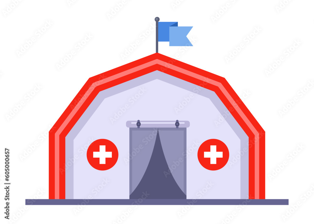Fotografie medical tent for emergency. flat vector illustration.