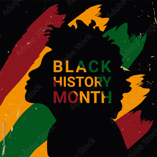 Celebration of Black history month  October and February, African American People, colorful minimal vector illustration with silhouette woman in retro style.