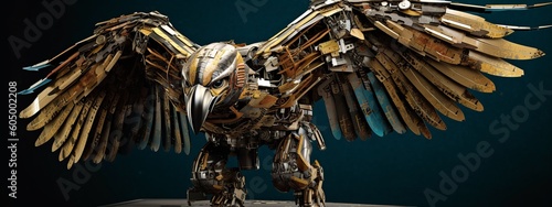 bird  transformer  eagle  robot  animal  nature  eagle  art  statue  wildlife  soldier  hand  hunting  outdoors  military  dragon  ancient  sky  war  generative  ai