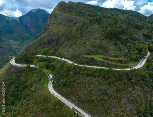 Mountain road with sharp turns. Petrópolis, State of Rio de Janeiro, Brazil.
