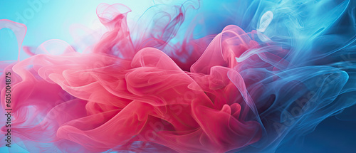 abstract smoky background in blue and red, generative ai illustration