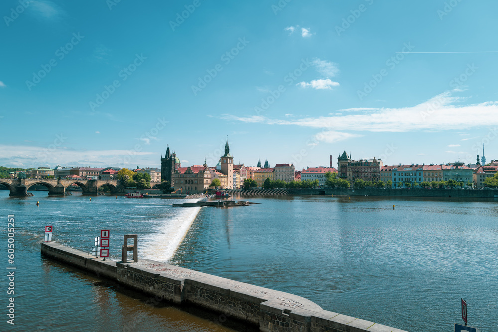 the river Moldova in Prague in nice weather